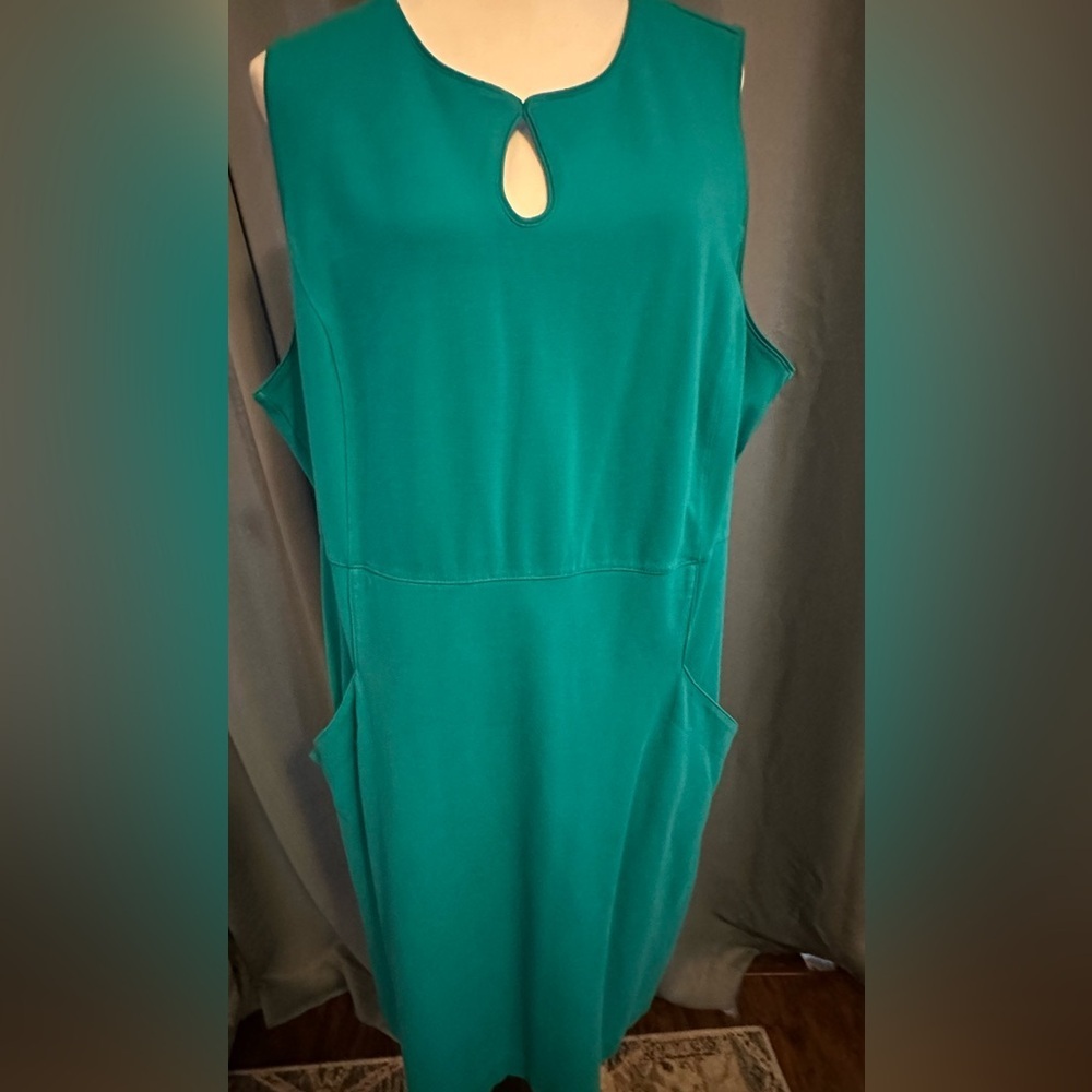 Lands' End Women's Dress with Pockets Size 22W Blue Green Teal